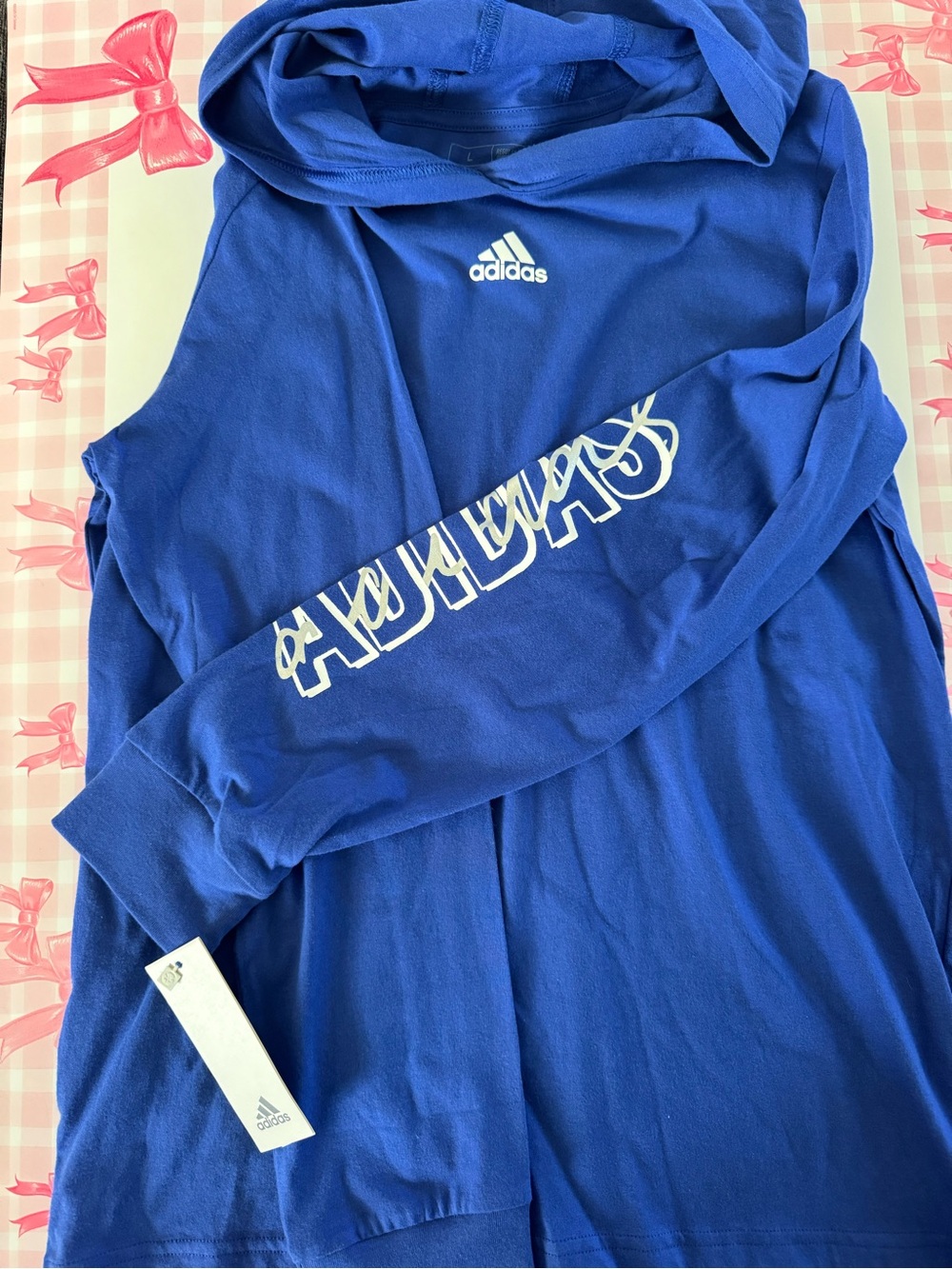 NEW Adidas Boys L hooded long sleeve tshirt NWT